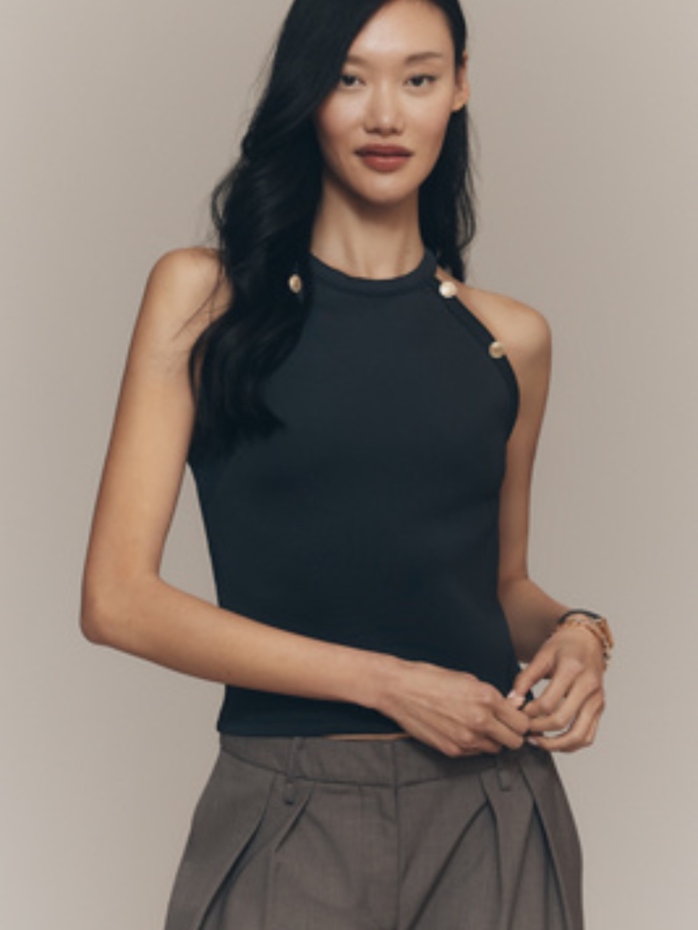 MAJE High-Neck Button Tank